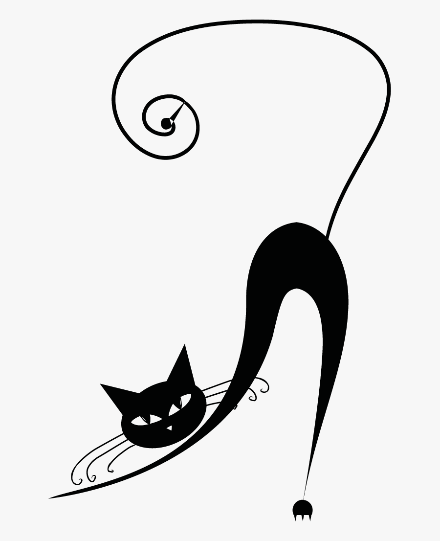 Transparent Cute Black Cat Clipart - Black Cat Drawing Easy, Transparent Clipart