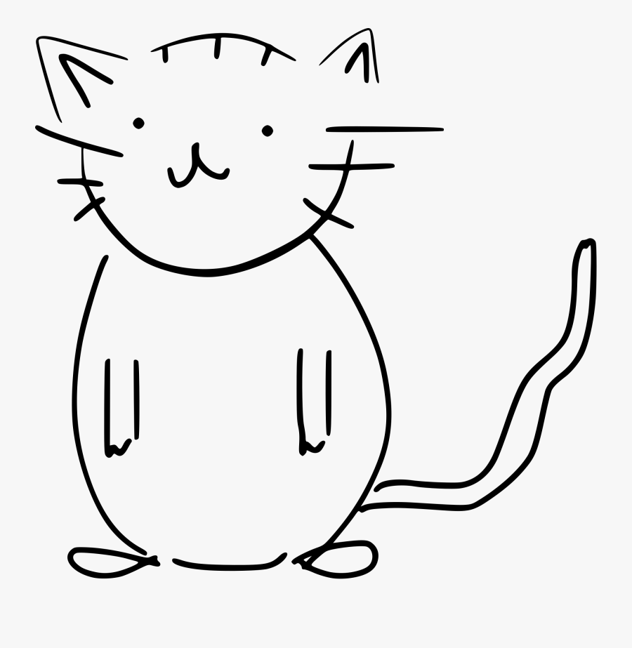 Fileblack And White Cat Sketch - Black N White Sketch Of Cat, Transparent Clipart