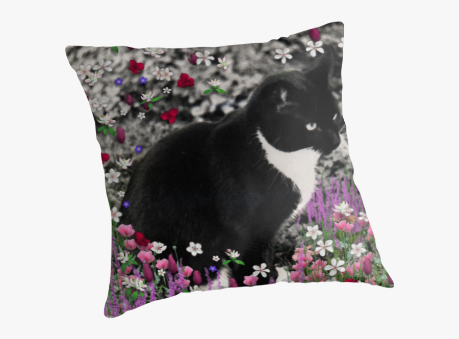 Freckles In Flowers Ii - Black And White Cat Fabrics, Transparent Clipart