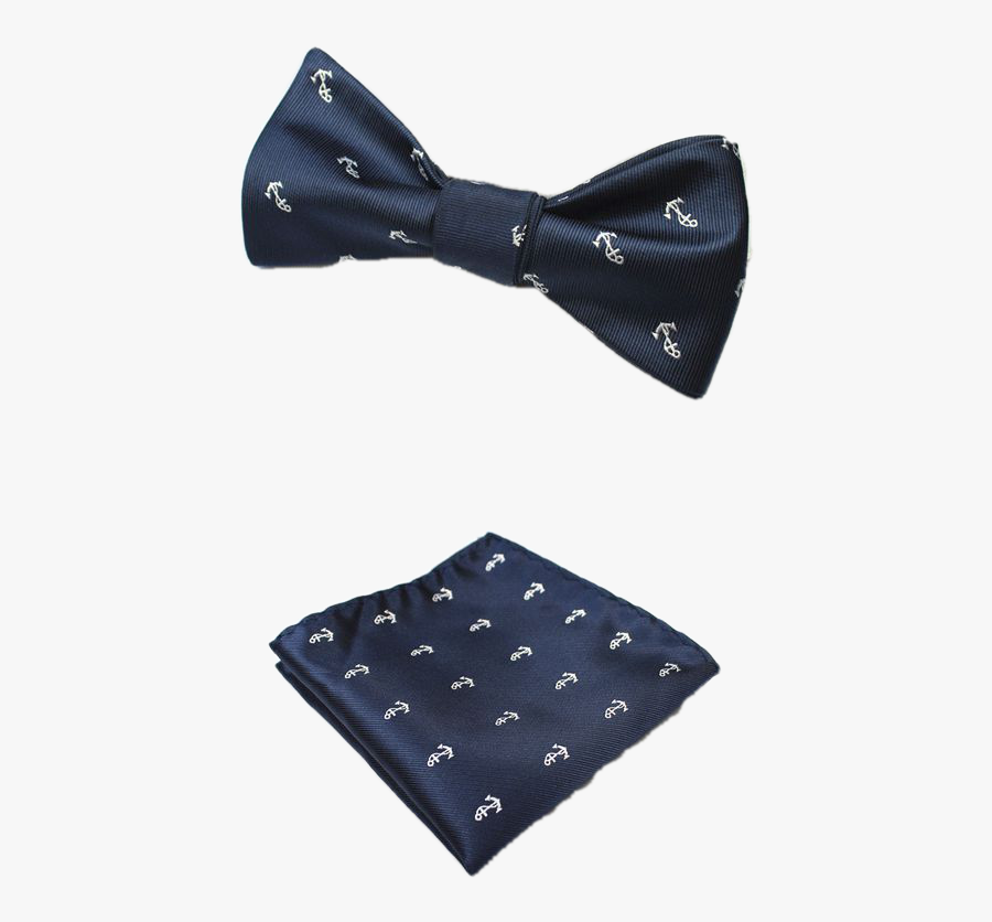 Dark Blue Anchor Bow Tie And Pocket Square - Wallet, Transparent Clipart