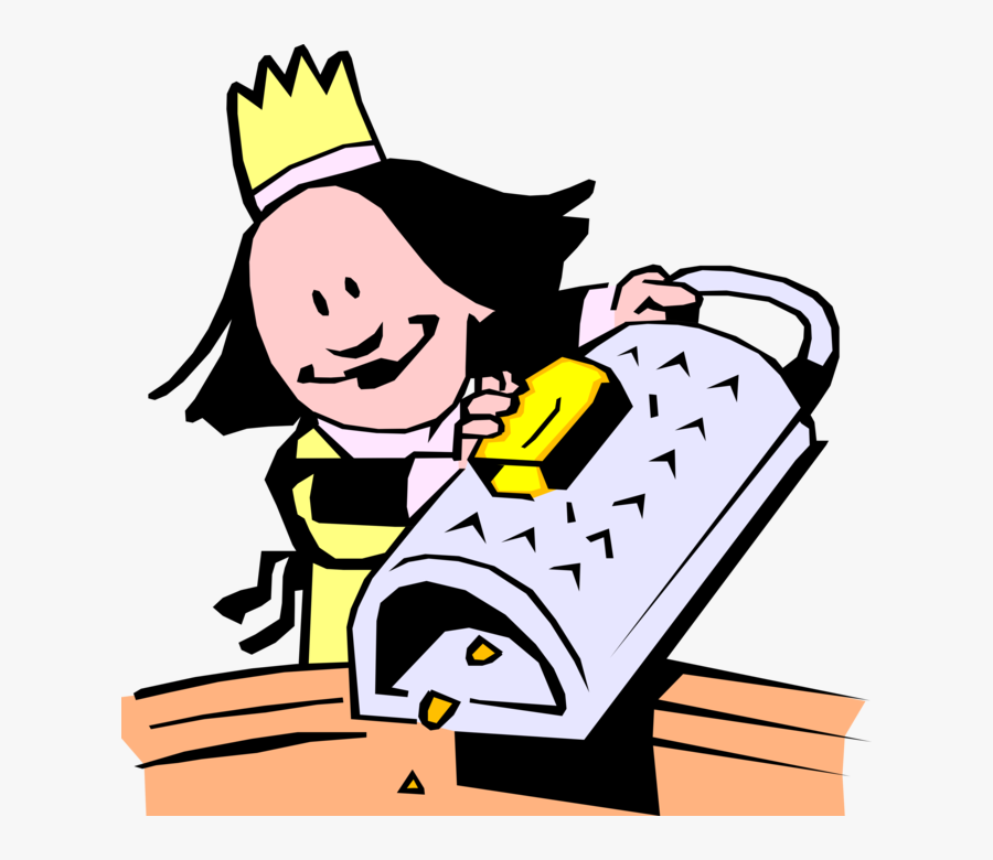 Vector Illustration Of Female Chef Grates Cheddar Cheese - Cartoon Cheese, Transparent Clipart