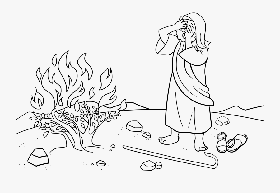 Moses And The Burning Bush Coloring Page - Burning Bush Moses Coloring Page, Transparent Clipart