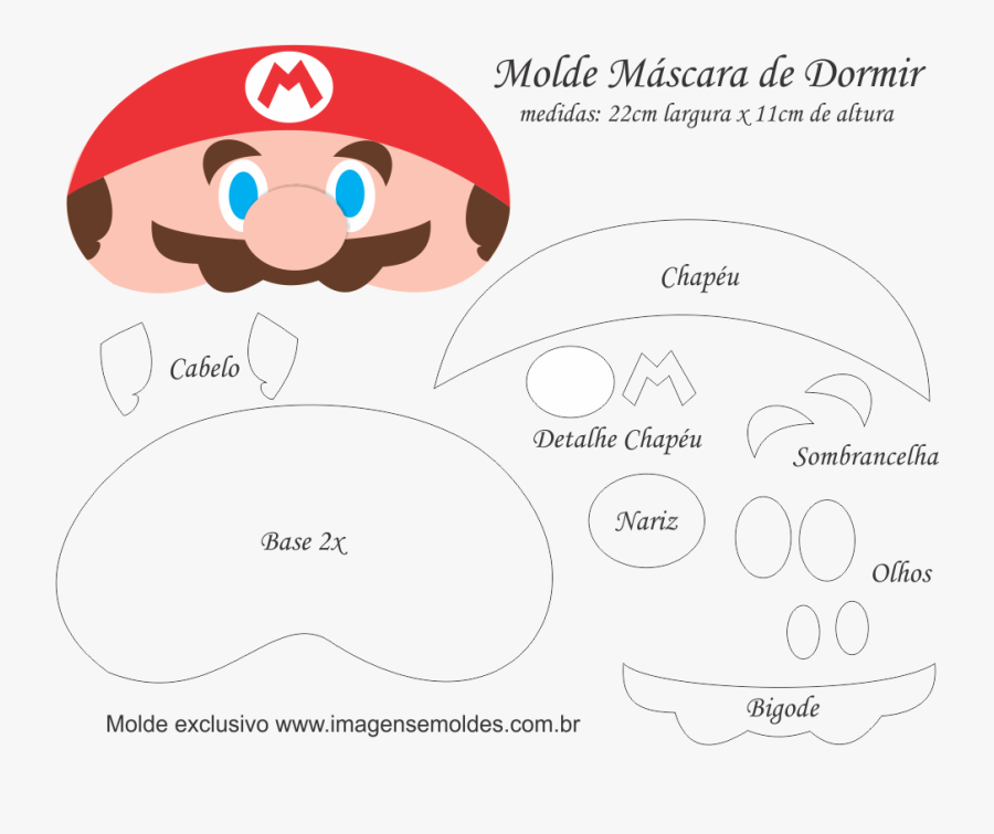 Clip Art Dormir No Cho - Molde De Mascara De Mario Bros, Transparent Clipart