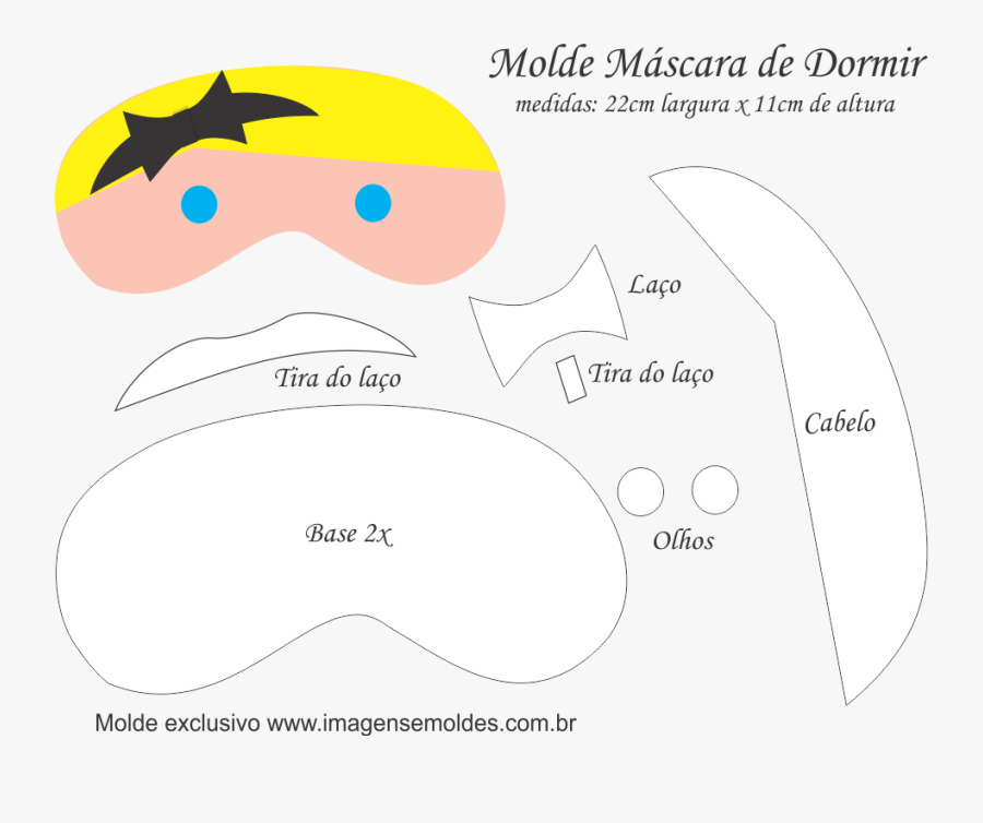Clip Art Molde Travesseiro De Pescoo - Mascara De Dormir Alice No Pais Das Maravilhas, Transparent Clipart