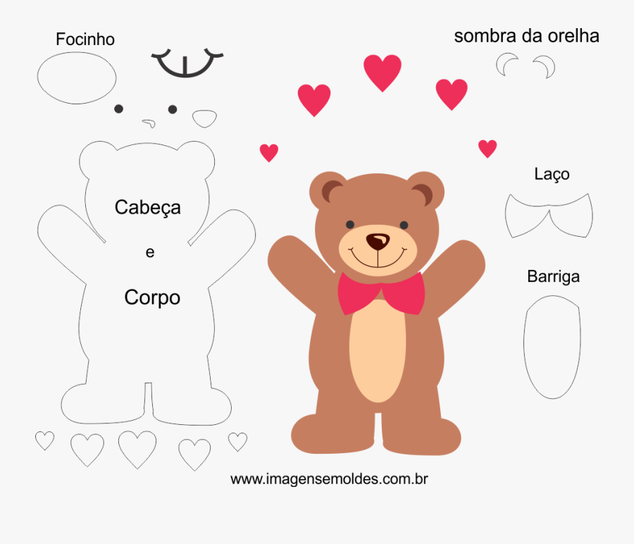 Transparent Dormir Clipart - Moldes De Ursos Em Eva, Transparent Clipart