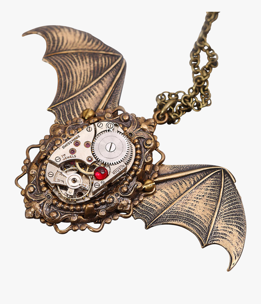 Bat Necklace Steampunk Necklace Bat Wings Gothic Halloween - Locket, Transparent Clipart