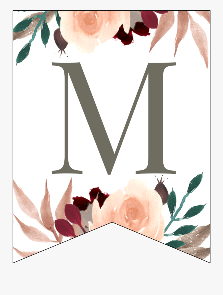 Letter M Penant Flag With Pink, Green, Brown, And Burgandy - Gift, Transparent Clipart