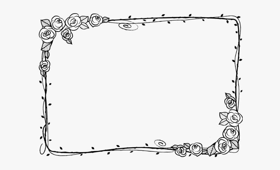 #roses #flowers #vines #doodles #frame #border #wreath - Black Rose Frame Png, Transparent Clipart