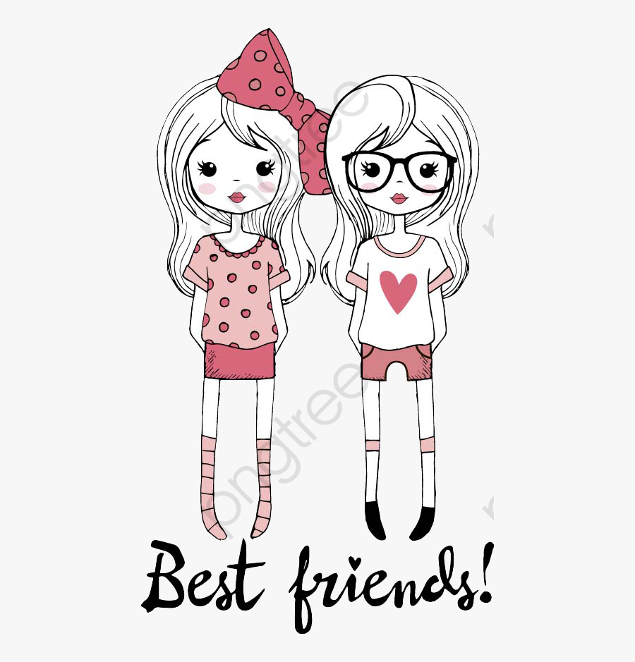 Transparent Friends Clip Art - Cute Best Friends Cartoon, Transparent Clipart