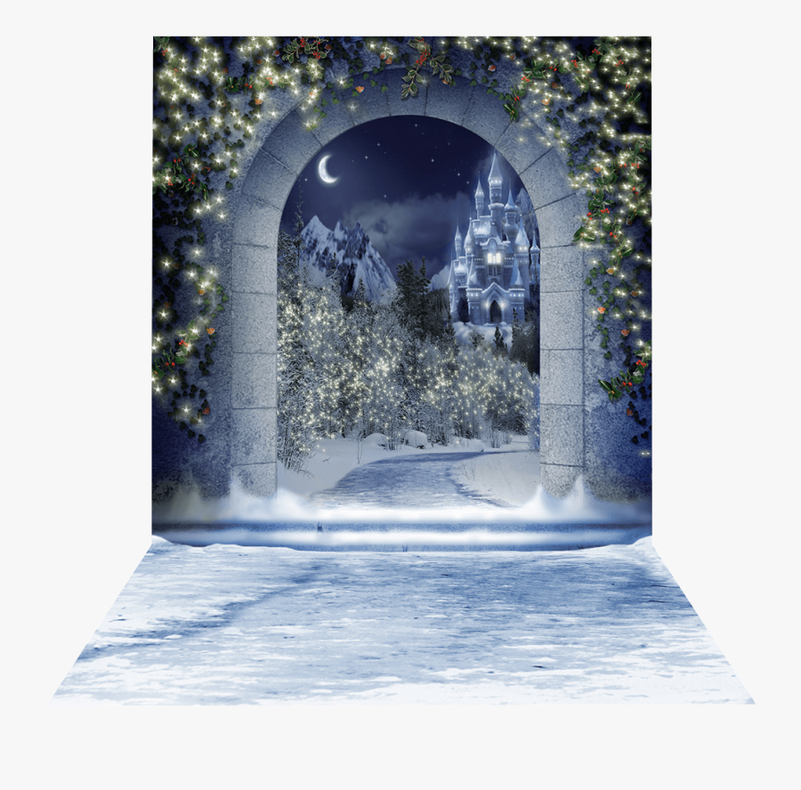 Winter Castle Through Lit Archway 3d S3d166 - Winter Castle Photo Backdrops, Transparent Clipart