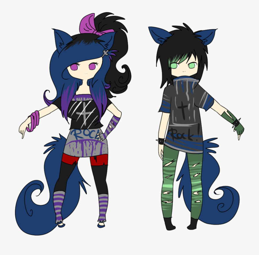 Closed Wolf Punk Girl - Wolf Anime Girl And Boy, Transparent Clipart