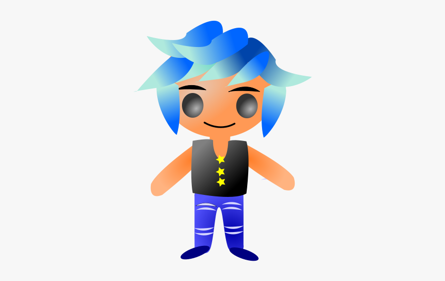 Centrist - Clipart - Boy With Blue Hair Clip Art, Transparent Clipart