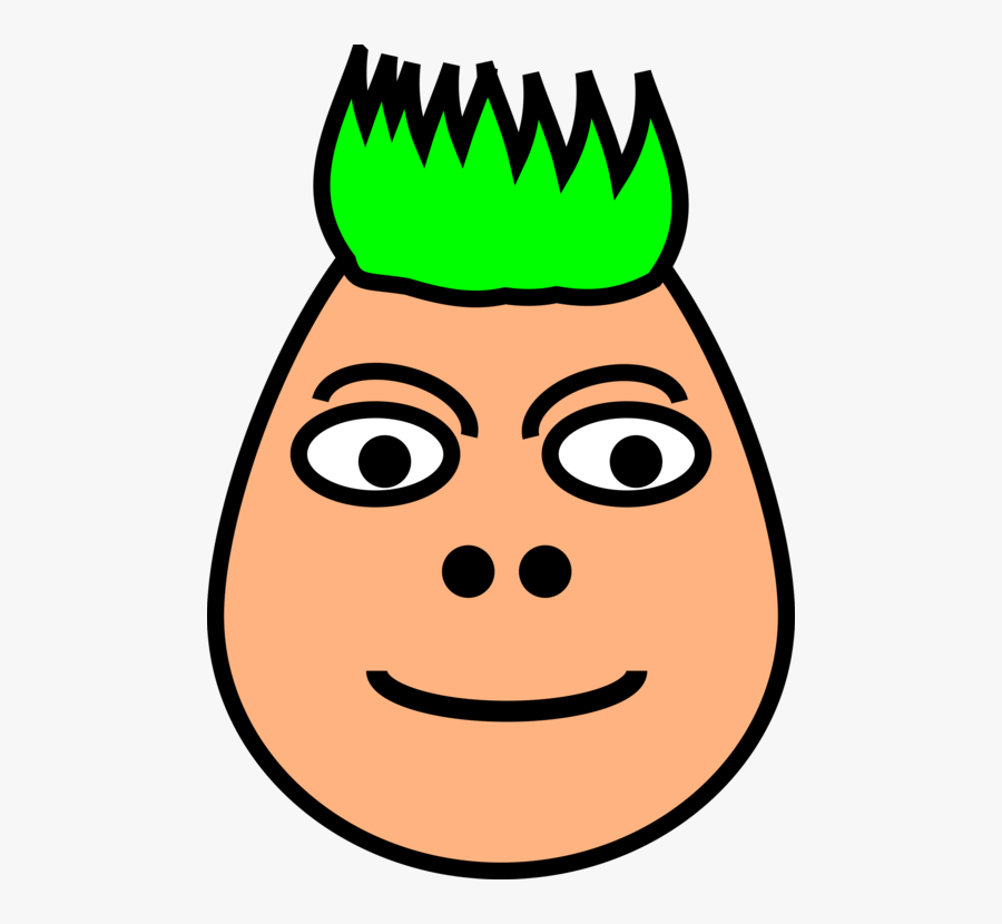Point-head, Face, Smiling, Egghead, Green, Punk, Avatar - Egg Head With Hair, Transparent Clipart
