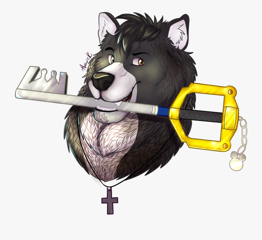 The Wolf And His Keyblade - Cartoon, Transparent Clipart