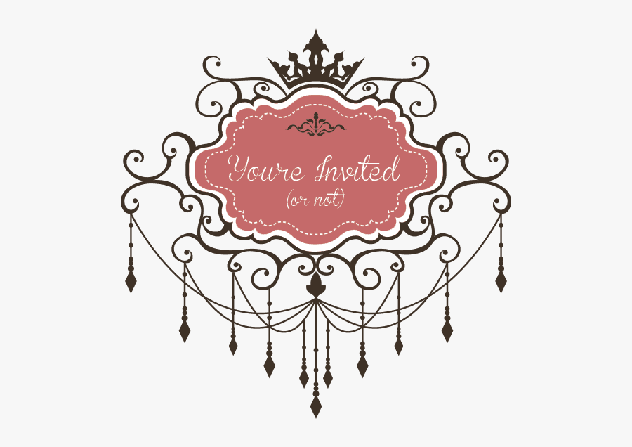 You"re Invited - Pink Vintage Frames With Crown, Transparent Clipart