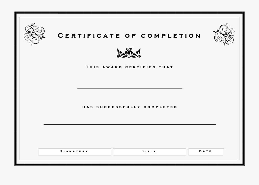 Clip Art Publisher Certificate Template - Certificate Of Completion Template Black And White, Transparent Clipart