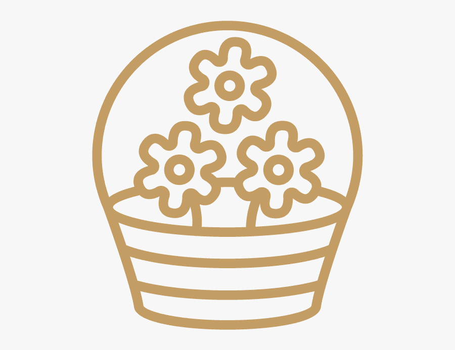 Flower Basket - Gold Icon, Transparent Clipart