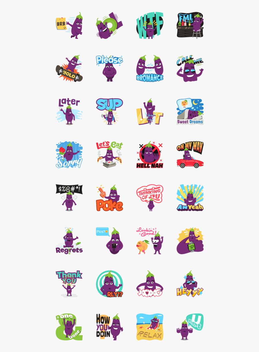สติ๊กเกอร์ไลน์ The Eggplant, Transparent Clipart