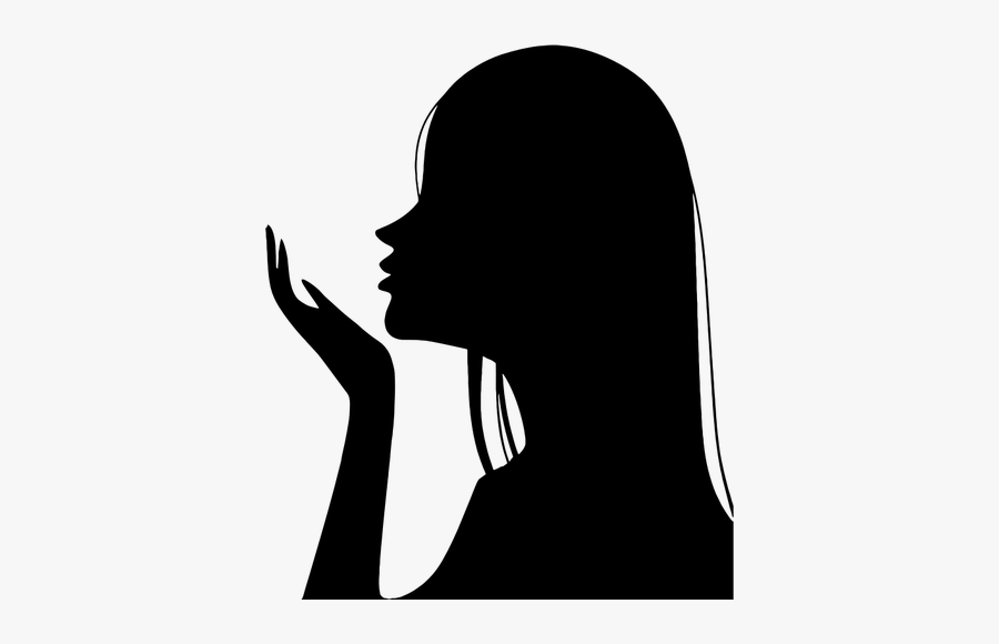 Girl Blowing Into Palm Silhouette Woman Silhouette Blowing Kiss Free Transparent Clipart Clipartkey