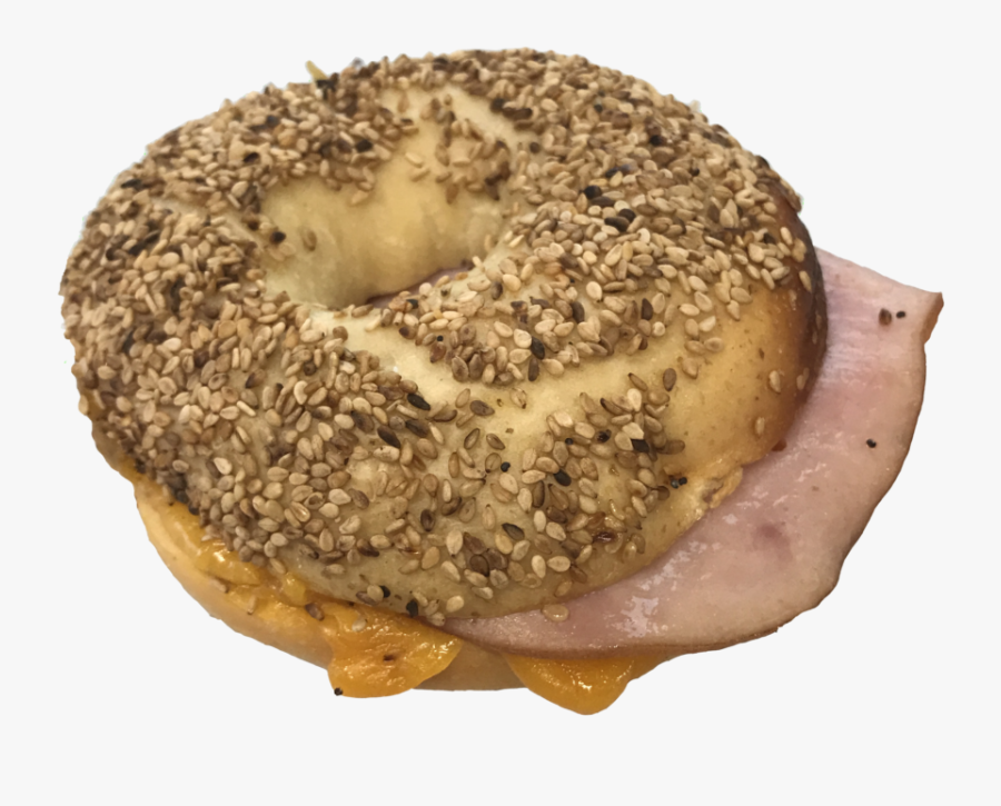 Grilled Cheese Sandwich With Ham On Sesame Seed Bagel - Doughnut, Transparent Clipart