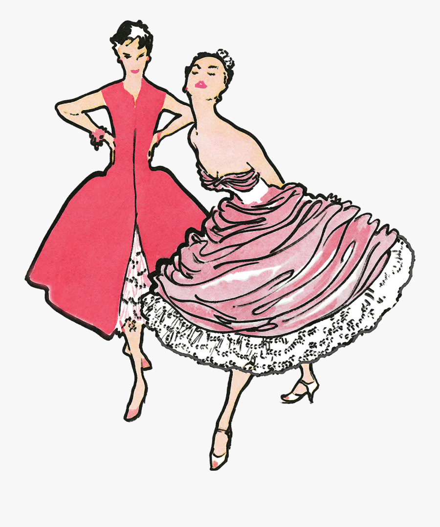 Woman In Pink Vintage Dresses - Menina Moca Com Cancer Vintage, Transparent Clipart