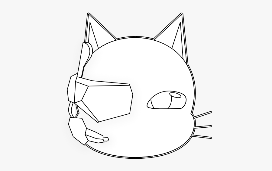 Futuristic Cat Black White Line Art 555px - Cartoon, Transparent Clipart