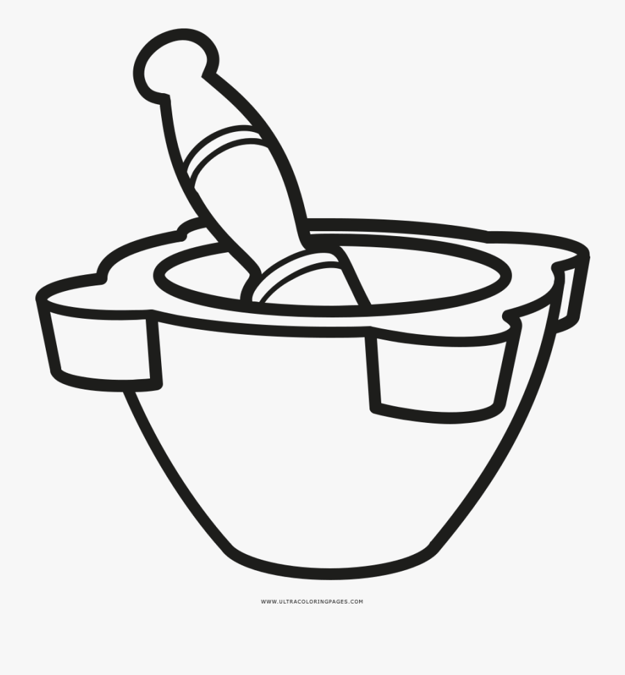 Mortar And Pestle Clipart Black And White - Mortar And Pestle Coloring Page, Transparent Clipart