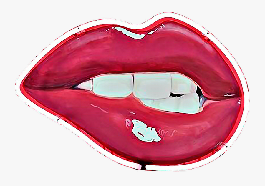 Transparent Biting Lip Clipart - Temptation Neon , Free Transparent Clipart - Cli...