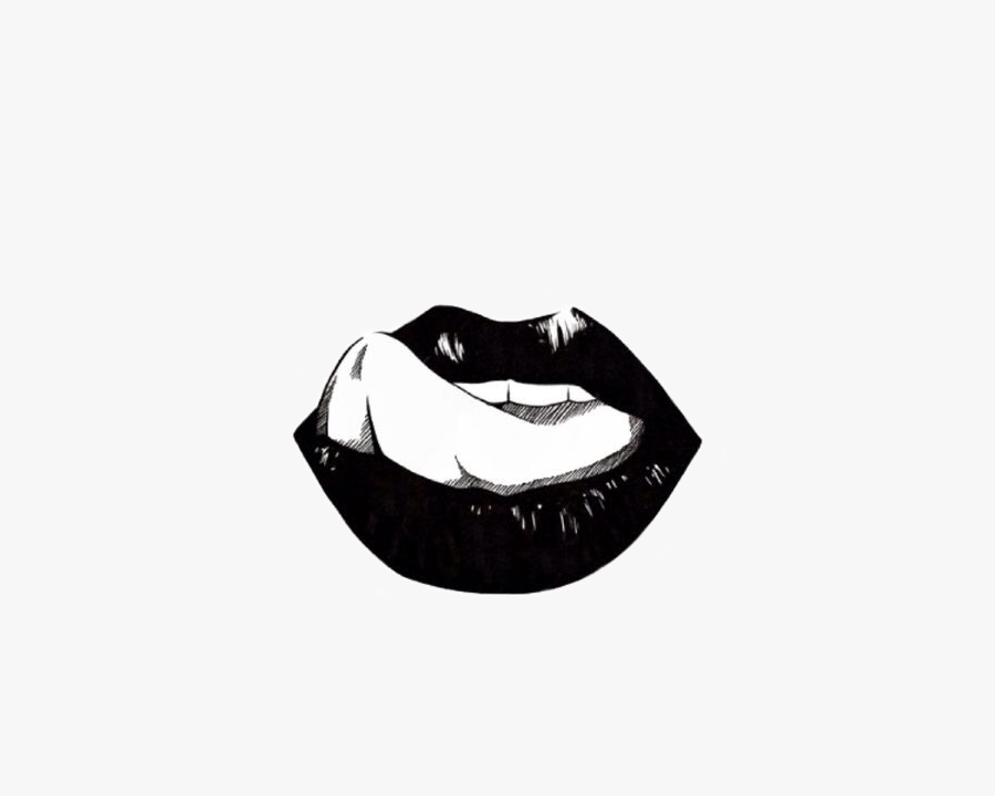 #lips #lip #bite #interesting #art #blackandwhite #blacknwhite - Dibujos De Labios Negros, Transparent Clipart