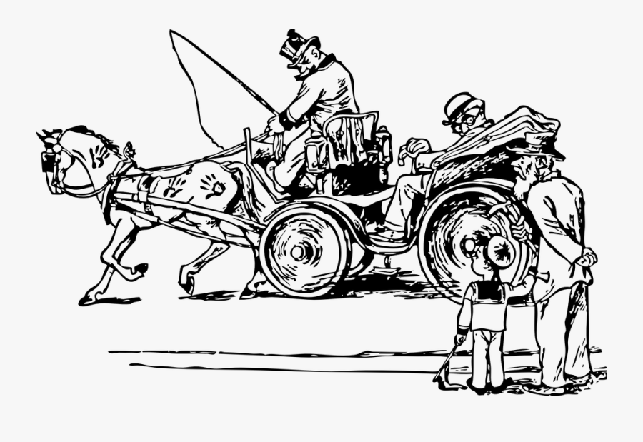 Horse, Chariot, Carriage, Charioteer, Transportation - Kereta Kuda Sketc, Transparent Clipart