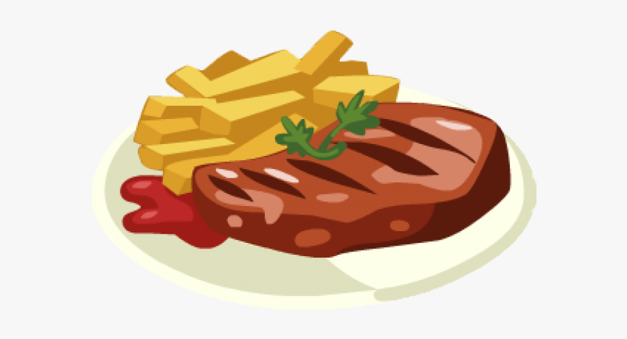 Beef Dinner Cliparts - Steak And Chips Clipart, Transparent Clipart