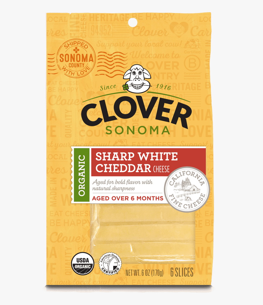 Organic Sharp White Cheddar Cheese 6oz Sliced - Packaging And Labeling, Transparent Clipart