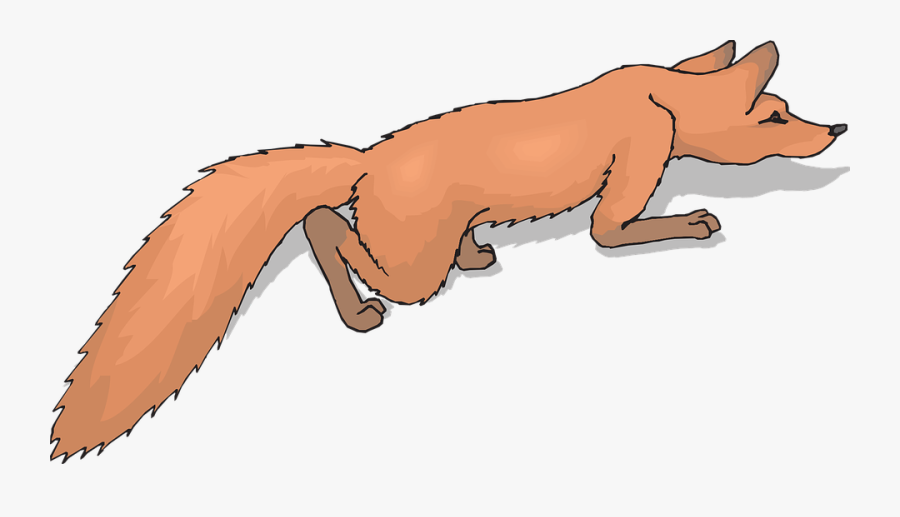 Orange, Fox, Tail, Crawling, Fur, Prowling - Crawling Fox, Transparent Clipart