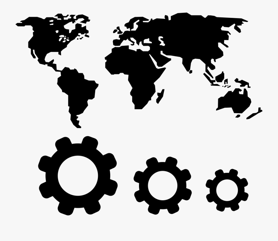 Clip Art World Map And Svg - World Map In One Color, Transparent Clipart