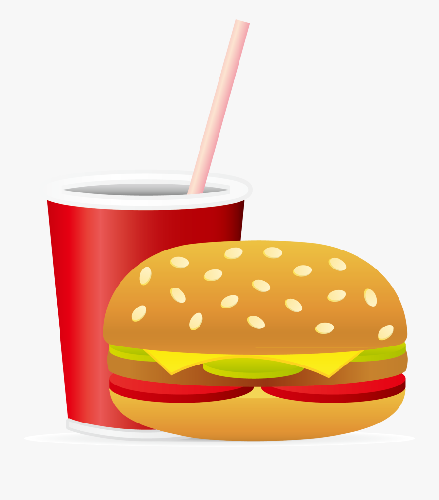 Soft Drink Hamburger Fast Food Junk Food French Fries - Cartoon Food And Drink, Transparent Clipart