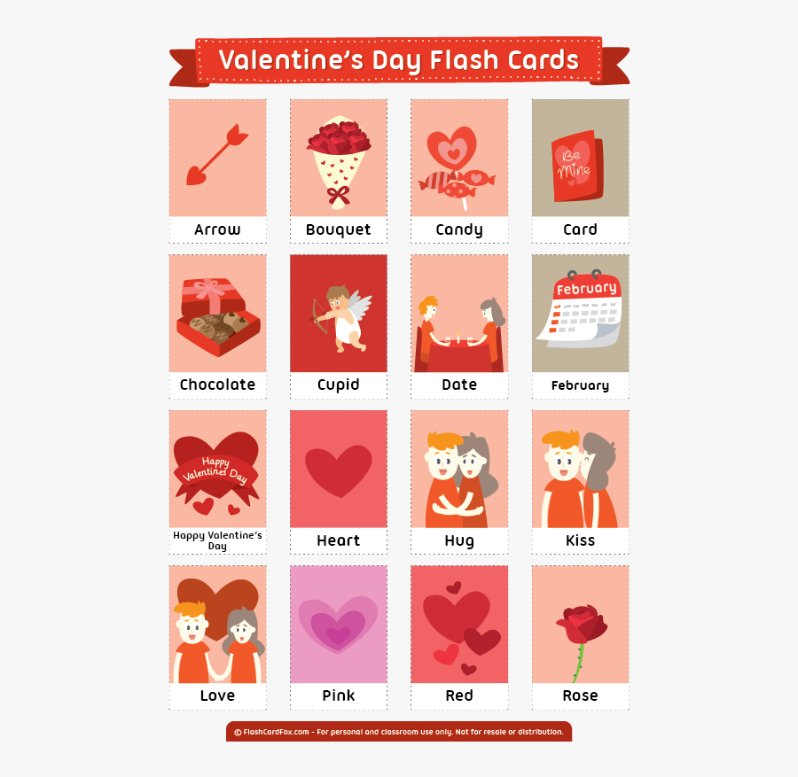 Flash Cards Valentines Day, Transparent Clipart