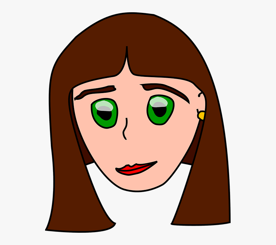 Brown, Head, Woman, Brunette, Lady, Person, Expession - Clipart Girl Head, Transparent Clipart