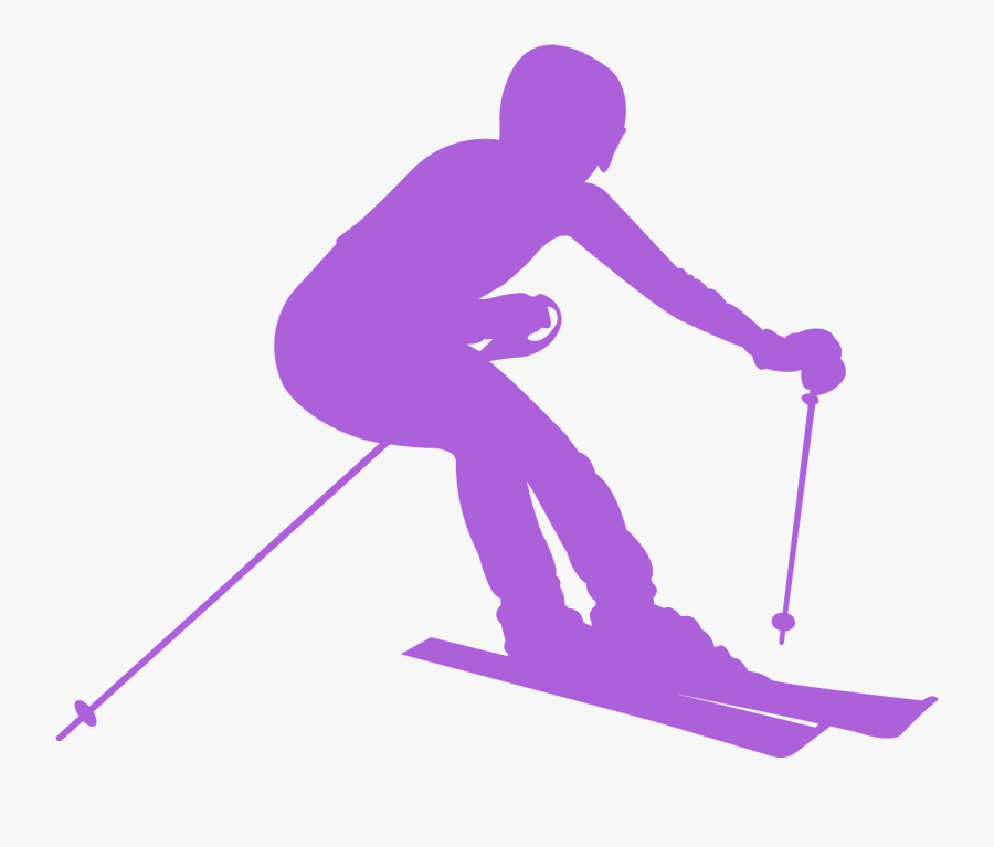 Skier Silhouette Red, Transparent Clipart