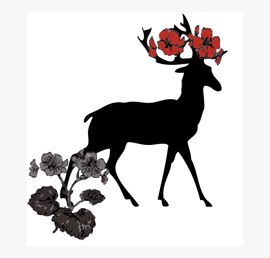 Crowned Deer - Silhouette, Transparent Clipart
