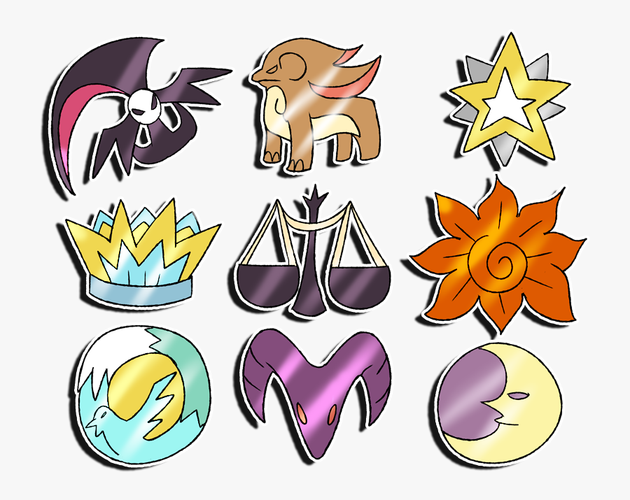Transparent Dawn Clipart - Pokemon Sun And Moon Gym Badges, Transparent Clipart