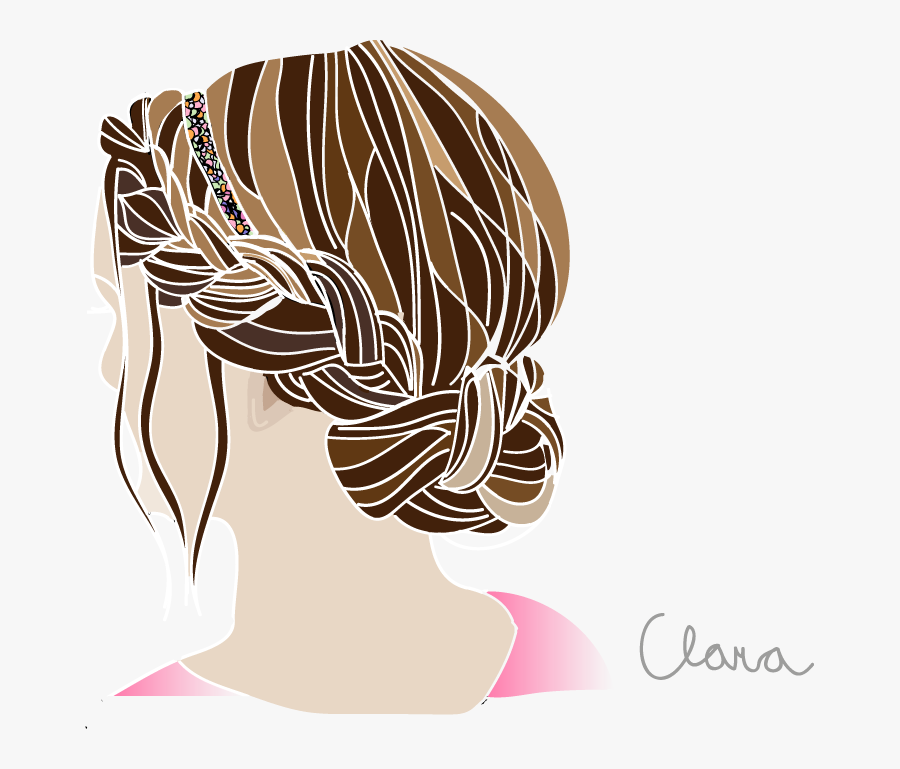 Clip Art Drawing Braided Hair - Drawing Hair In Illustrator, Transparent Clipart