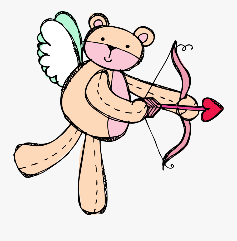 Cupid With Arrow Val Bear Valentines Clipart Image - Cupid With Arrow Val Bear Valentines, Transparent Clipart