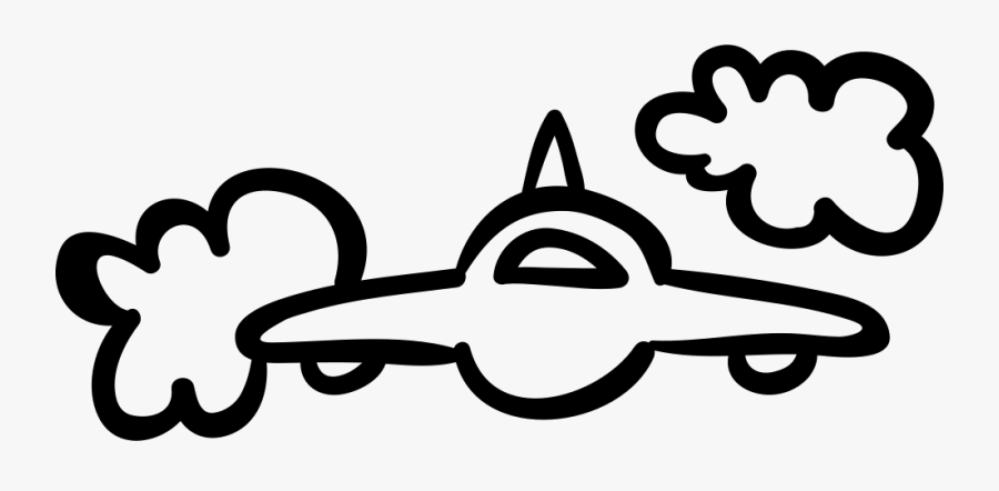 Or Airplane Frontal Outline Between Clouds Svg - Airplane And Clouds Svg, Transparent Clipart