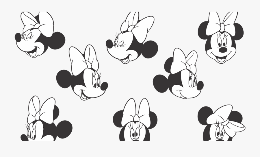 Minnie Mouse Black White Logo Vector - Face Minnie Mouse Black And White, Transparent Clipart