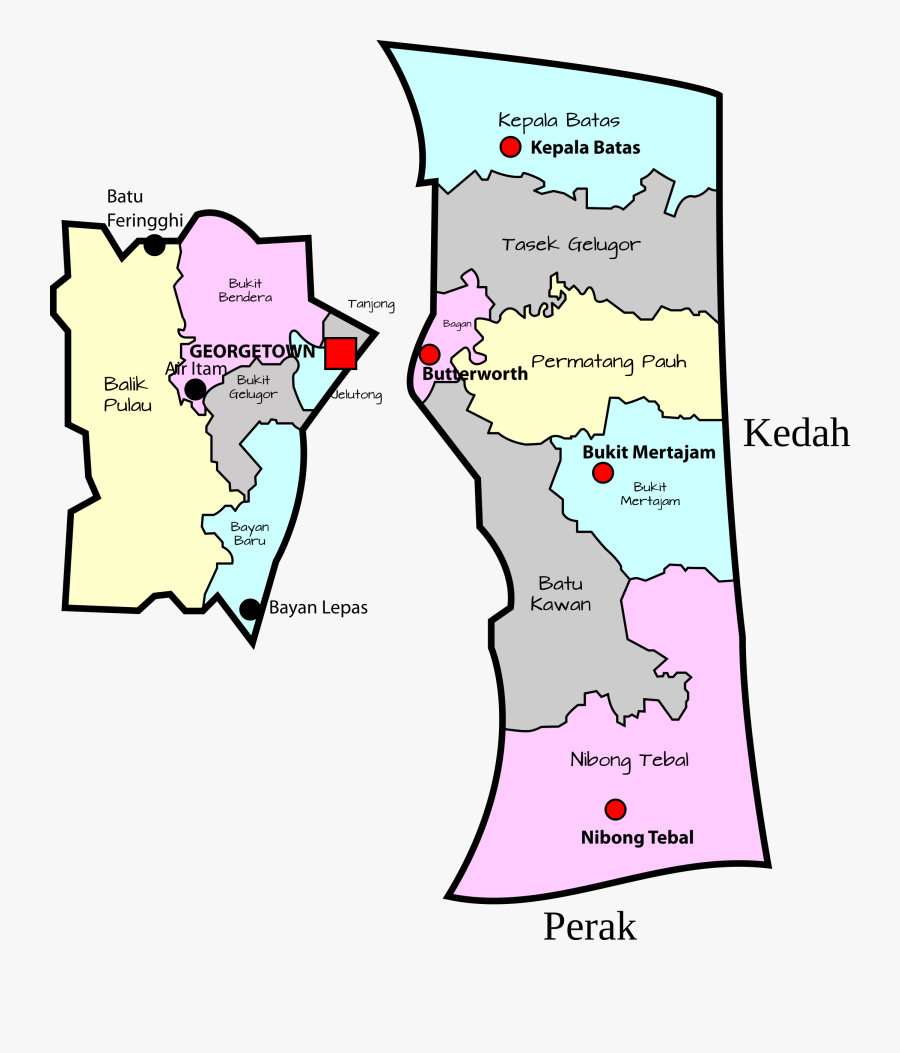 Constituency - Clipart - Pulau Pinang Map Png, Transparent Clipart