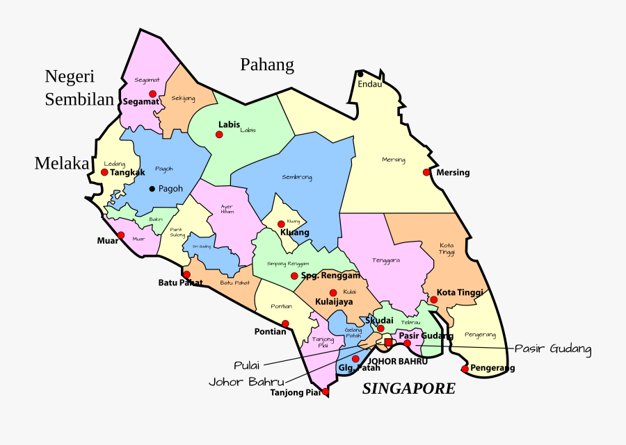 Constituency - Clipart - Melaka And Johor Map, Transparent Clipart