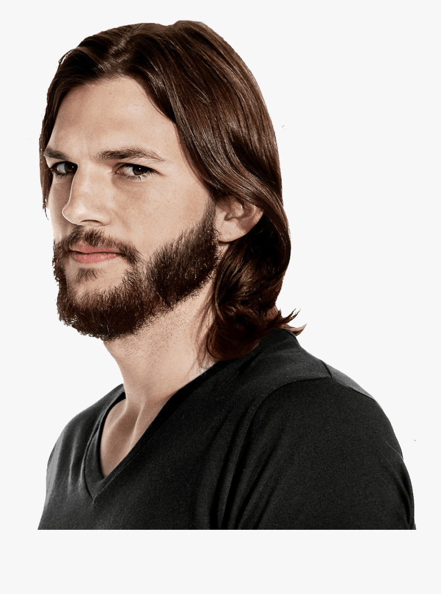 Clip Art Styles Long Stubble - Ashton Kutcher Long Hair Beard, Transparent Clipart