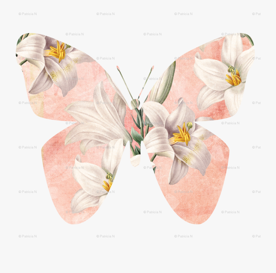 Peaches Clipart Butterfly - Peach Butterfly And Flower, Transparent Clipart