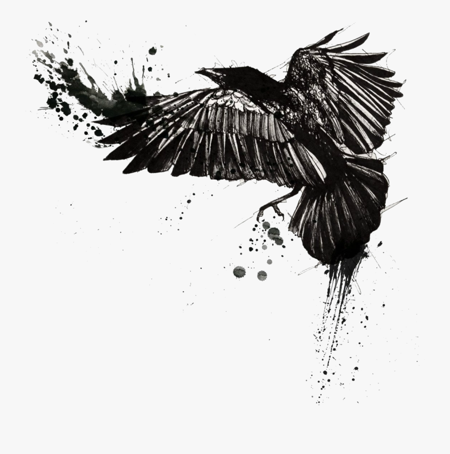 Tattoo Crow Polka Common Trash Raven Clipart - Trash Polka Crow Tattoo, Transparent Clipart