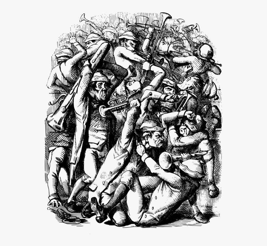 Human Behavior,art,visual Arts - Brass Band Drawing, Transparent Clipart